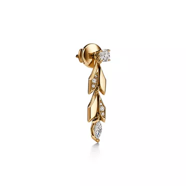 Tiffany Victoria®:Vine Convertible Drop Earrings in Yellow Gold with Diamonds, 3