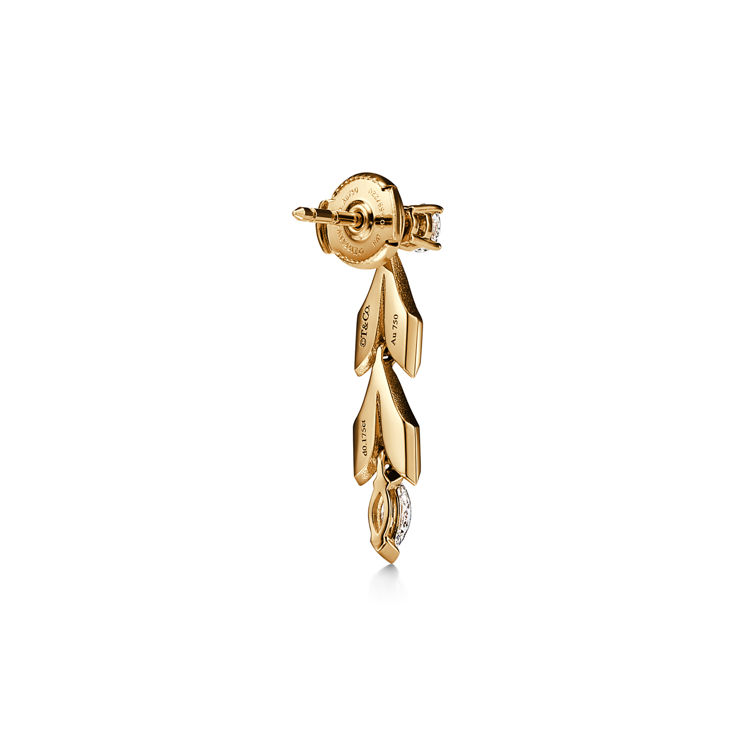 Tiffany Victoria®:Vine Convertible Drop Earrings in Yellow Gold with Diamonds image number 4