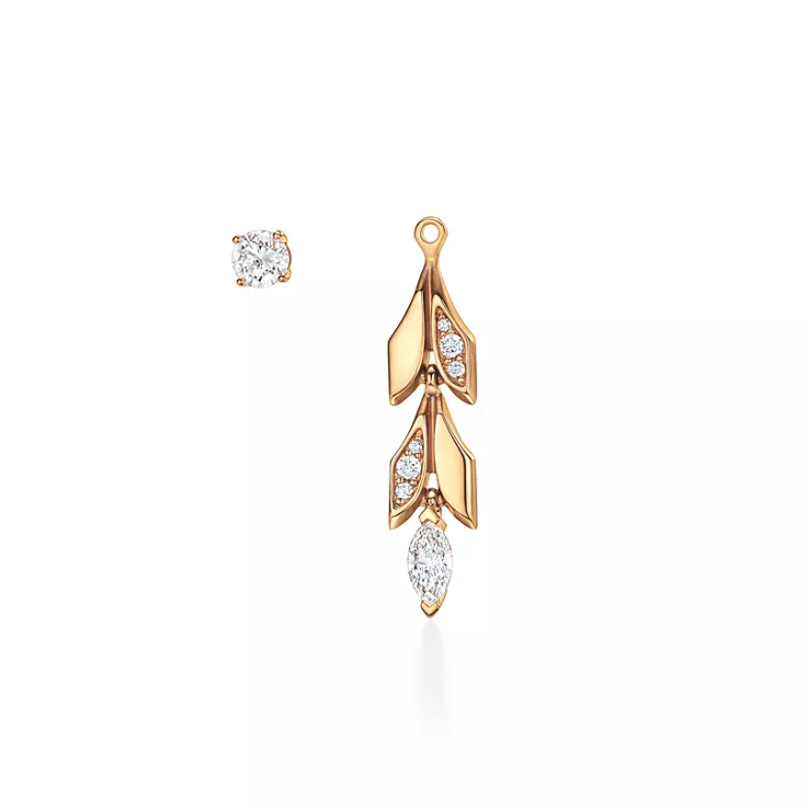 Tiffany Victoria®:Vine Convertible Drop Earrings in Yellow Gold with Diamonds, 5