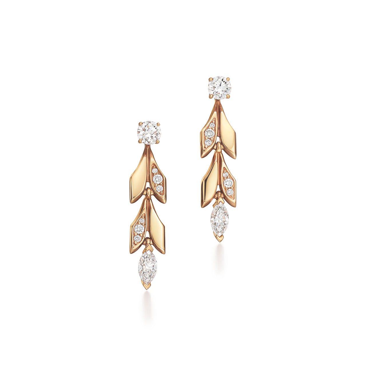 Tiffany Victoria®:Vine Convertible Drop Earrings in Yellow Gold with Diamonds image number 0