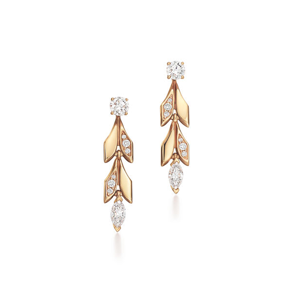 Tiffany Victoria®:Vine Convertible Drop Earrings in Yellow Gold with Diamonds