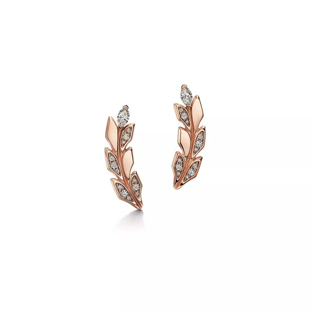 Vine Climber Earrings in Rose Gold with Diamonds