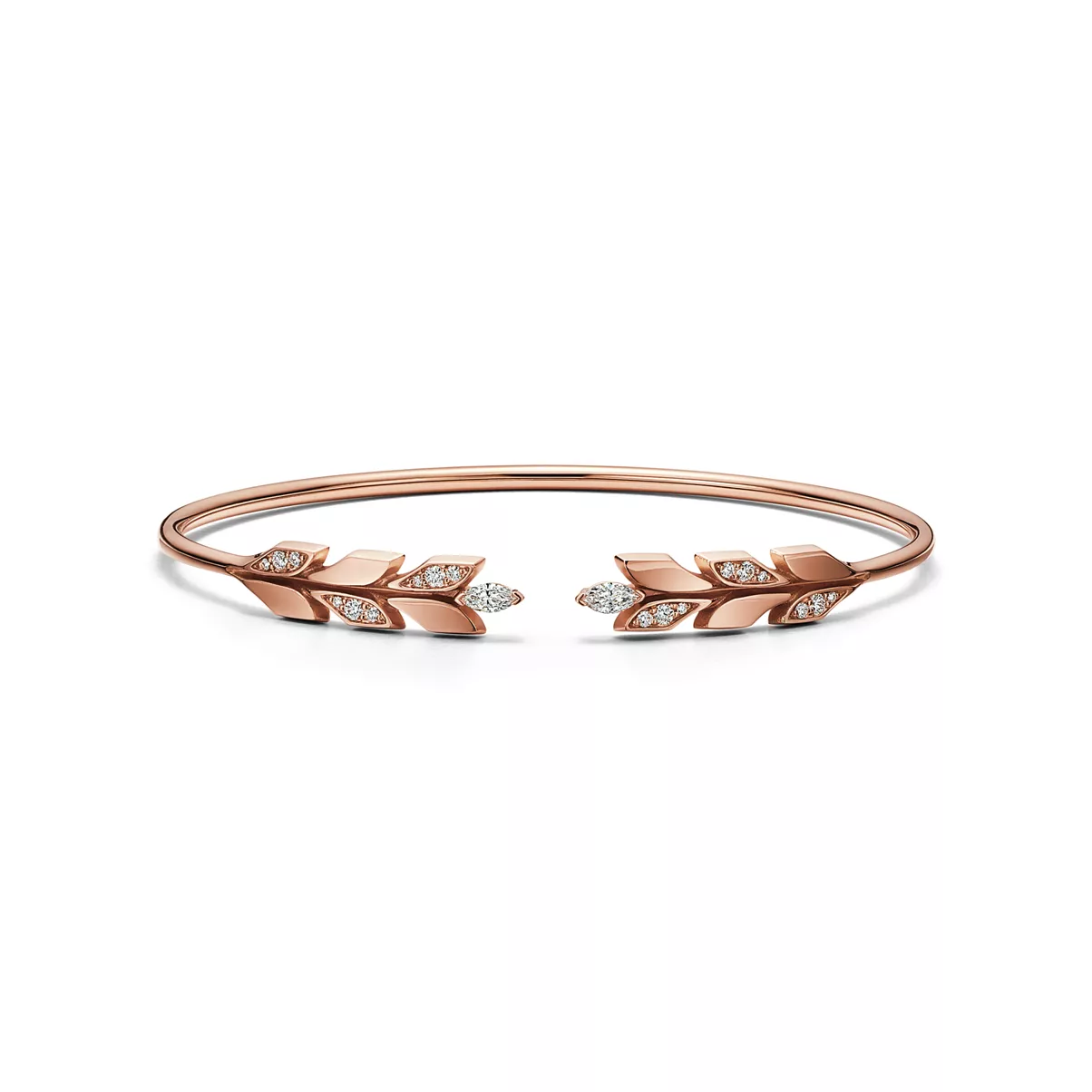 Vine Wire Bracelet in Rose Gold with Diamonds