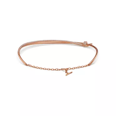 Tiffany Knot:Double Row Necklace in Rose Gold with Diamonds, 2