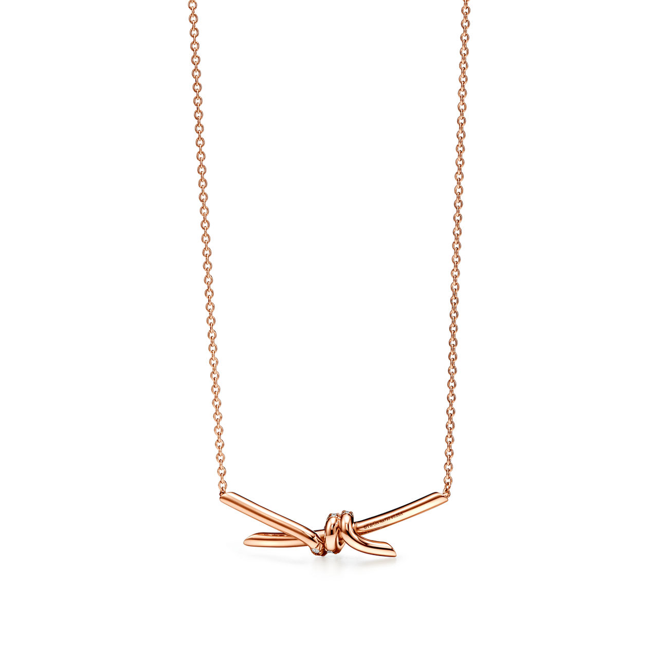 Tiffany Knot:Pendant in Rose Gold with Diamonds image number 2