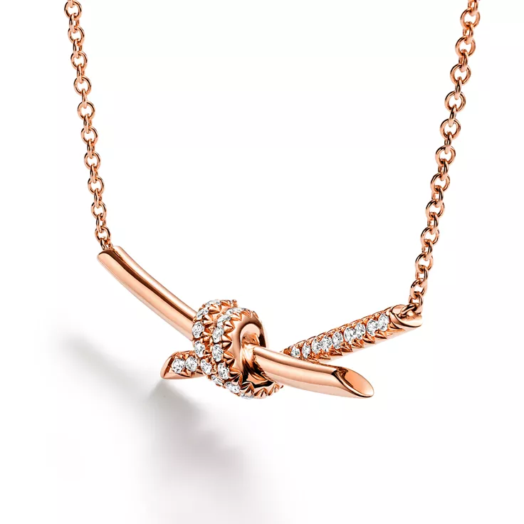 Tiffany Knot:Pendant in Rose Gold with Diamonds, 4