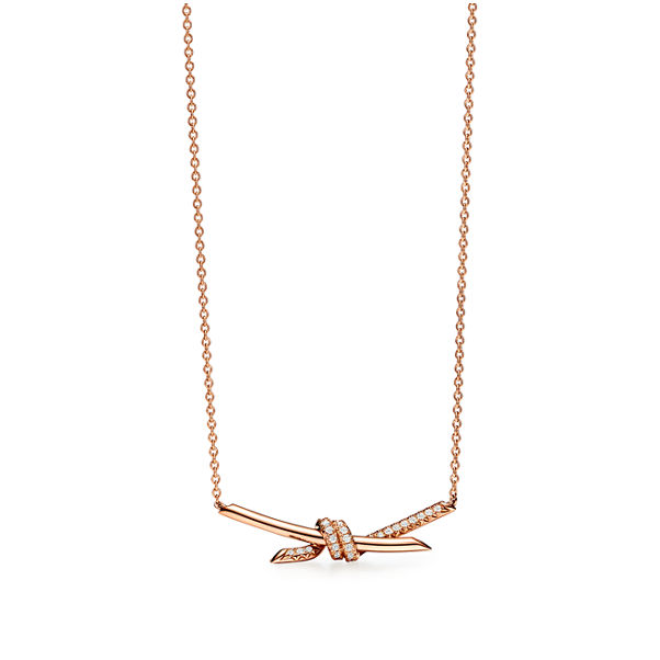 Tiffany Knot:Pendant in Rose Gold with Diamonds