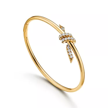 Tiffany Knot:Wire Bangle in Yellow Gold with Diamonds, 3