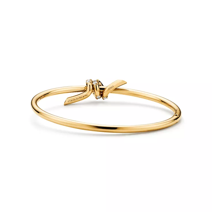 Tiffany Knot:Wire Bangle in Yellow Gold with Diamonds, 4