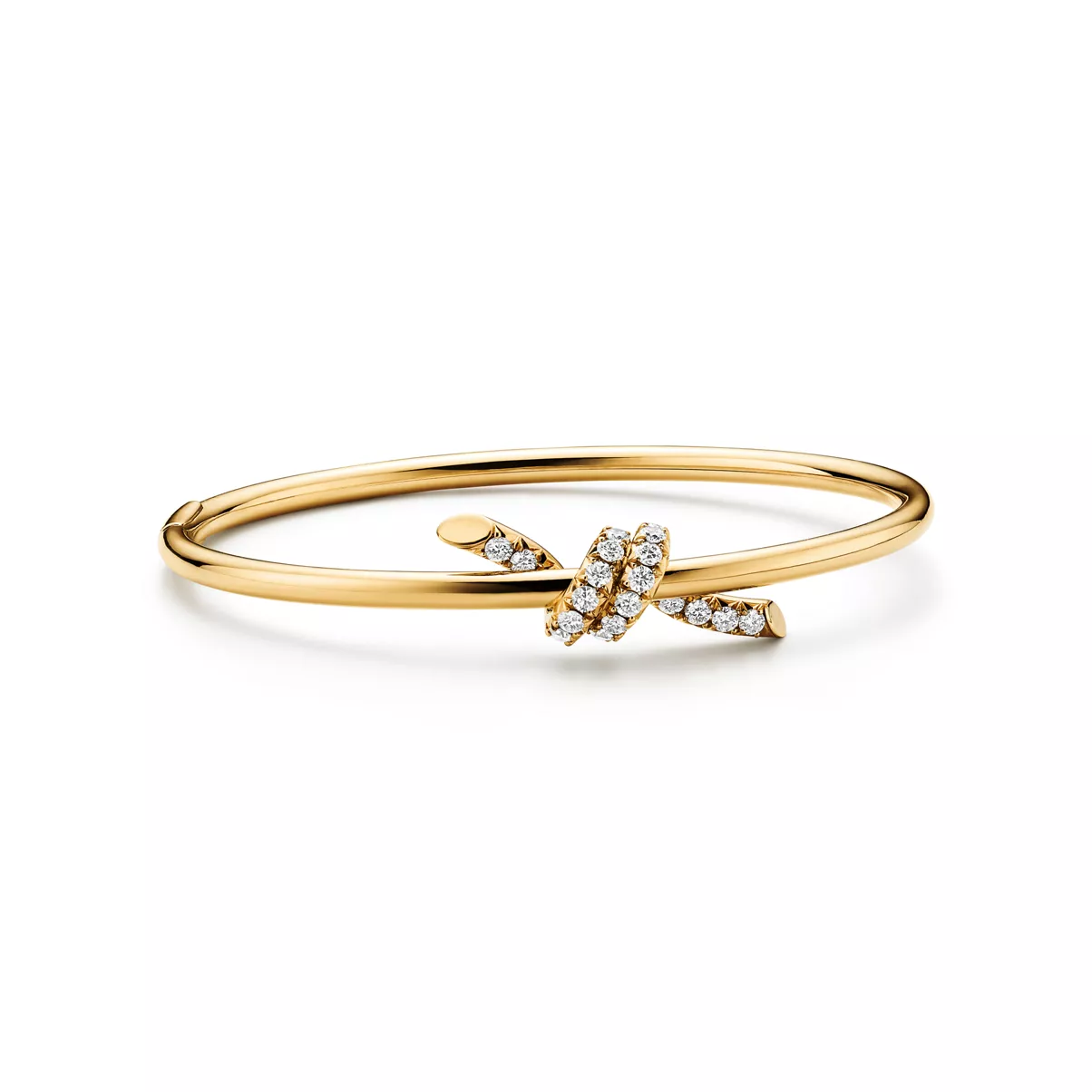 Wire Bangle in Yellow Gold with Diamonds