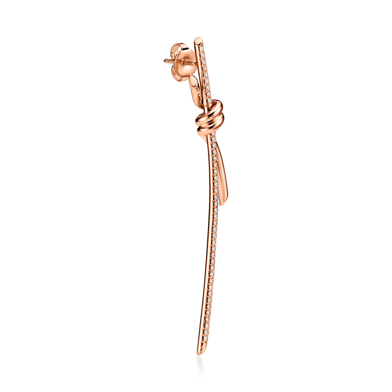 Tiffany Knot:Drop Earrings in Rose Gold with Diamonds image number 2