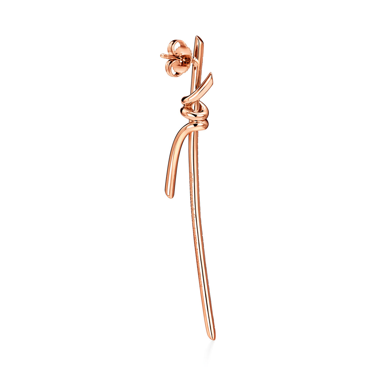 Tiffany Knot:Drop Earrings in Rose Gold with Diamonds image number 3