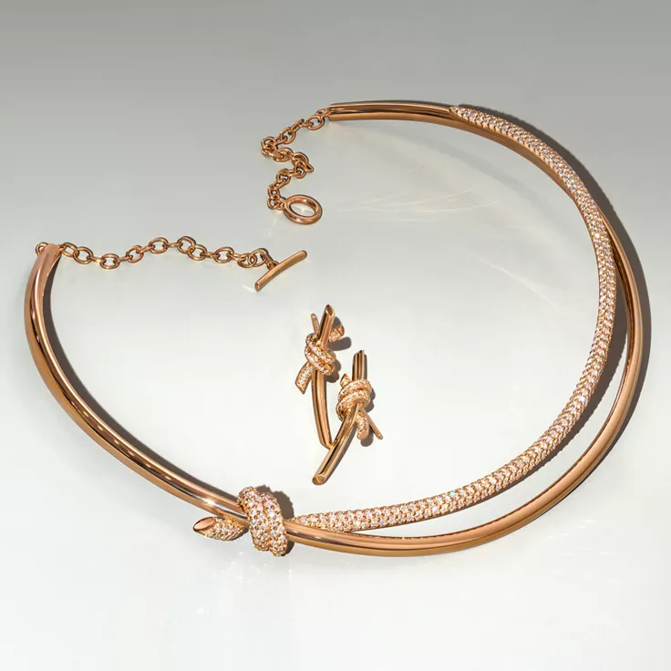 Tiffany Knot:Earrings in Rose Gold with Diamonds, 4