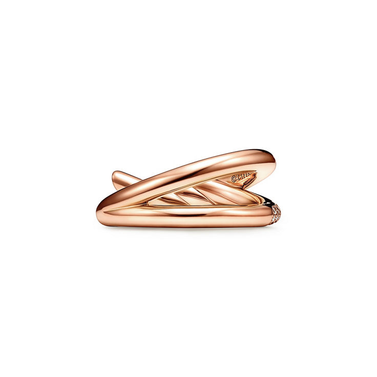 Tiffany Knot:Double Row Ring in Rose Gold with Diamonds image number 4