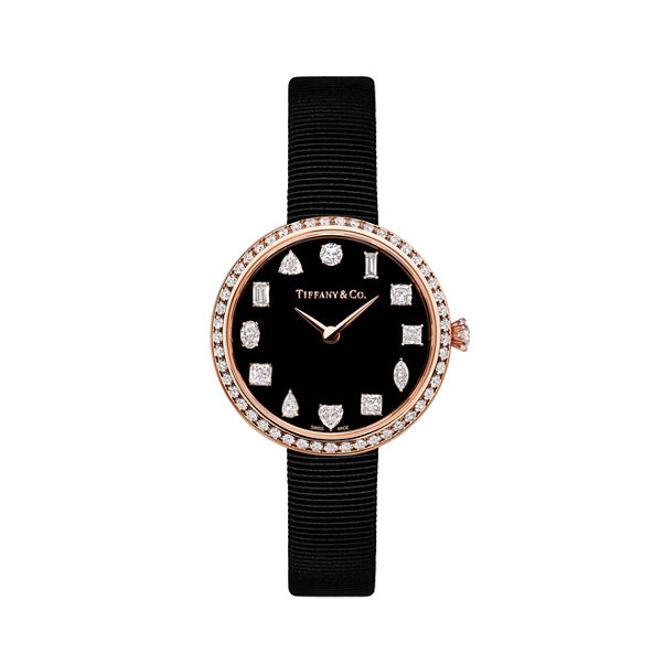 Tiffany Eternity:Runde Uhr 32 mm in Roségold mit Diamanten