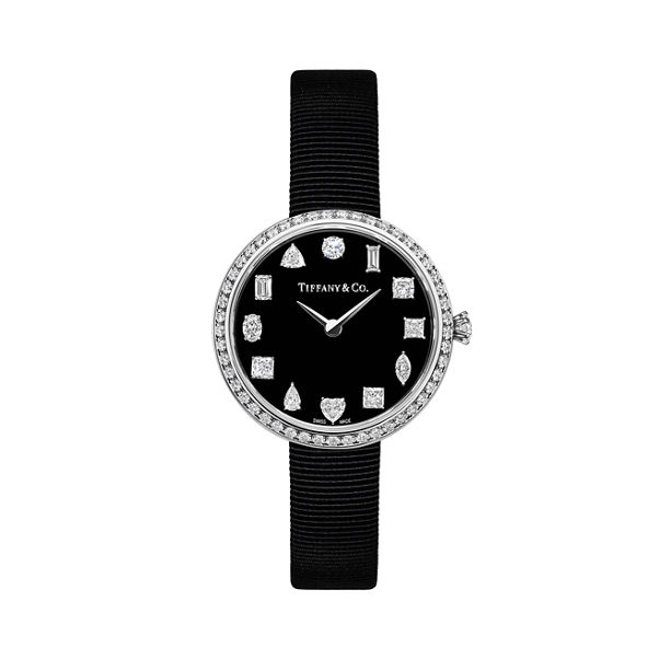 Tiffany Eternity:Montre ronde 32 mm en or blanc 18 carats et diamants