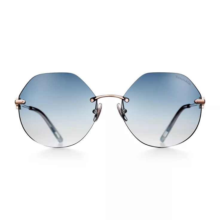 Tiffany T:Hexagonal Sunglasses in Rose Gold-colored Metal with Mother-of-pearl, 1