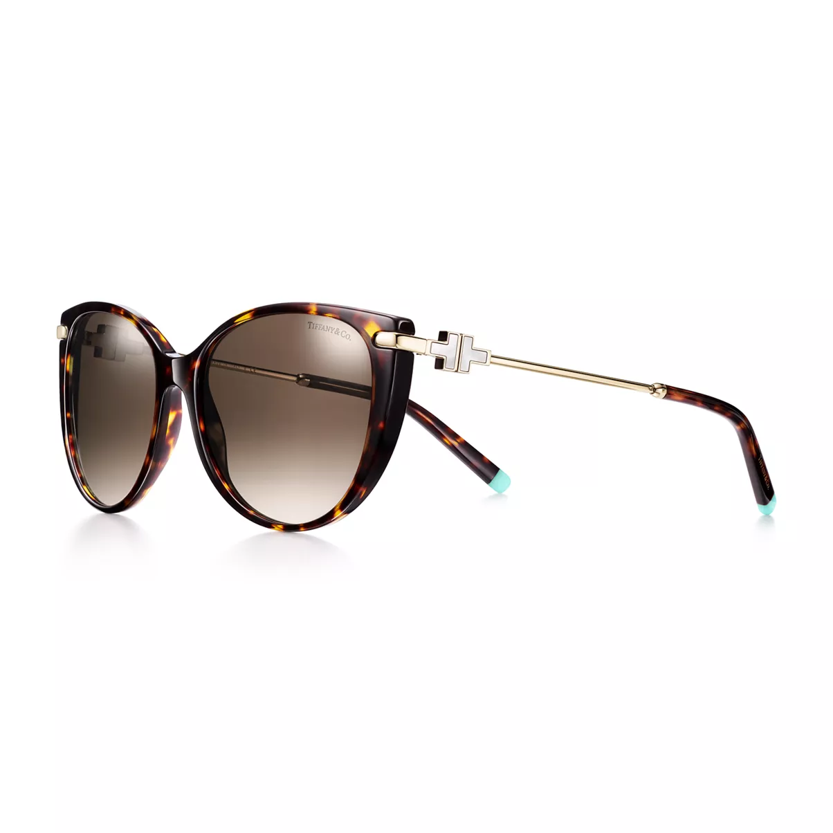Cat Eye Sunglasses in Tortoise Acetate with Pale Gold-coloured Metal and Mother-of-pearl