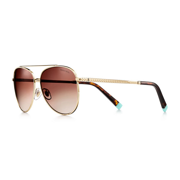 Wheat Leaf:Pilot Sunglasses in Pale Gold-coloured Metal