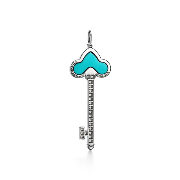 Tiffany Keys:Fleur de Lis Key in Platinum with Diamonds and Turquoise