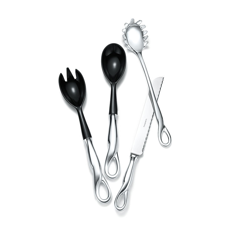 Elsa Peretti®:Padova Salad Serving Spoon and Fork Set in Sterling Silver and Resin image number 1