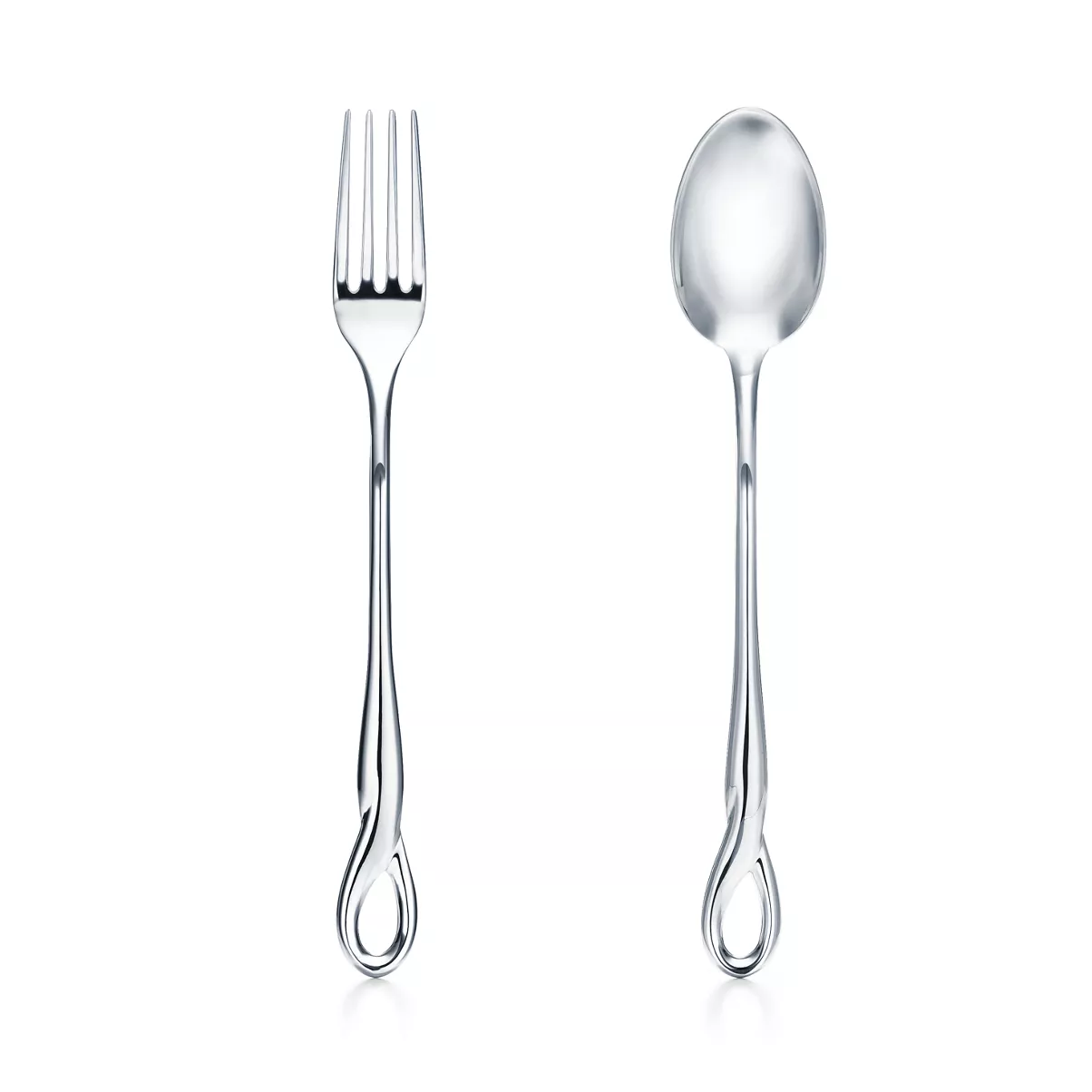 Padova Serving Spoon and Fork Set in Sterling Silver