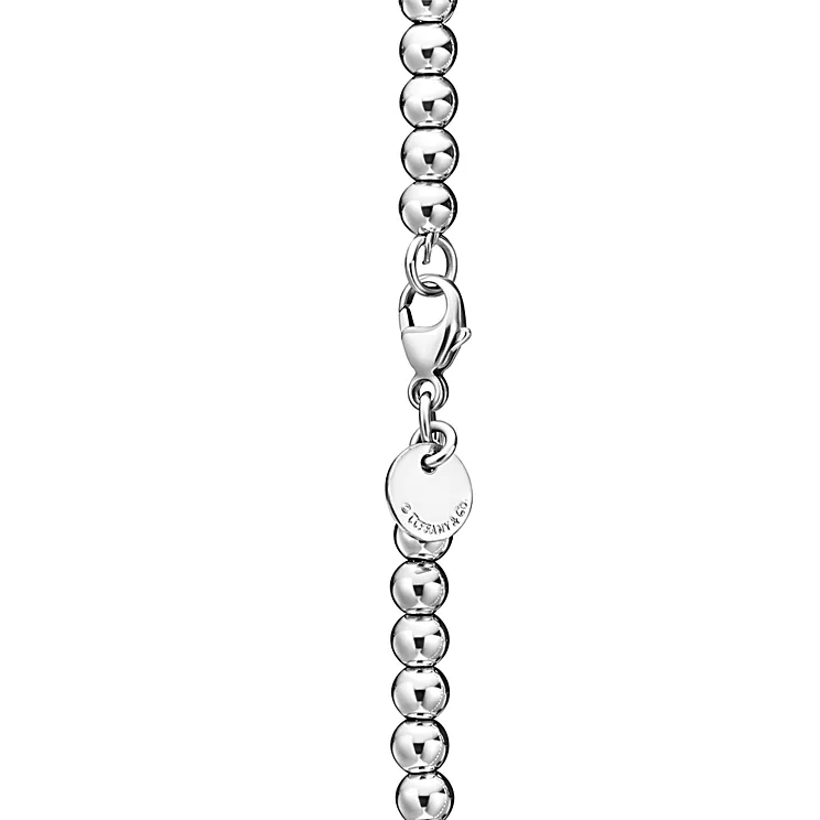 리턴 투 티파니™:비드 브레이슬릿, 실버, 다이아몬드 세팅 티파니 블루, 4mm 이미지 번호 3