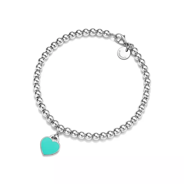 Bead Bracelet in Silver, Tiffany Blue® with a Diamond, 4 mm