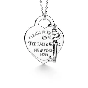 Return to Tiffany®:Heart Tag and Key Necklace in Sterling Silver with a Diamond, Medium, 2