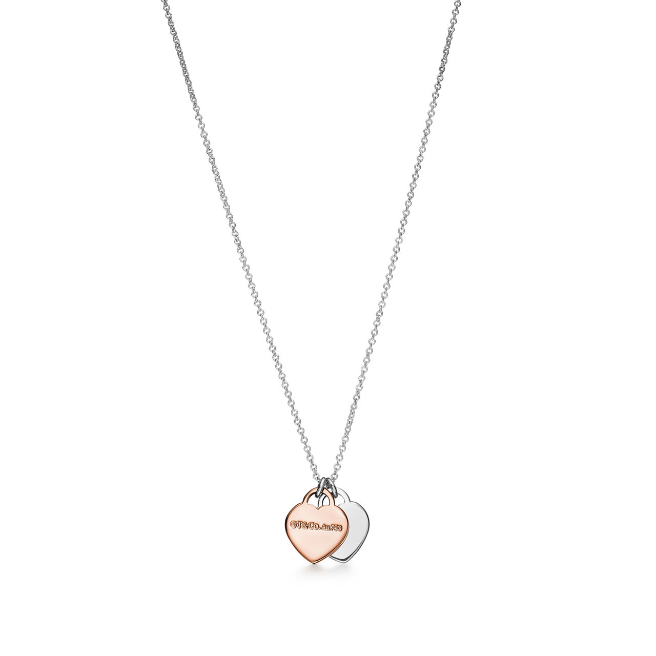 Return to Tiffany®:Double Heart Tag Pendant in Silver and Rose Gold, Mini image number 2