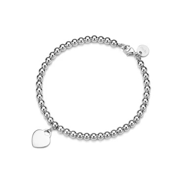 Return to Tiffany™:Bracelet de perles Plaque Cœur en argent 925 millièmes et diamant, 4 mm, 2