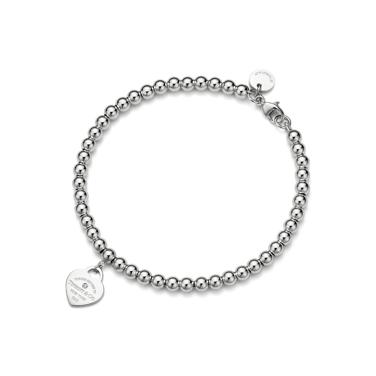 Return to Tiffany™:Kugelarmband mit Herzanhänger in Silber mit einem Diamanten, 4 mm Bildnummer 0