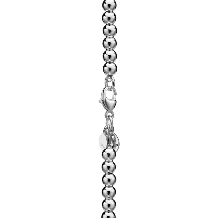 Return to Tiffany&reg;:Pink Mini Heart Bead Bracelet in Silver with a Diamond, 4 mm, 4