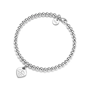 Return to Tiffany&reg;:Bead Bracelet in Silver, Tiffany Blue&reg; with a Diamond, 4 mm, 2