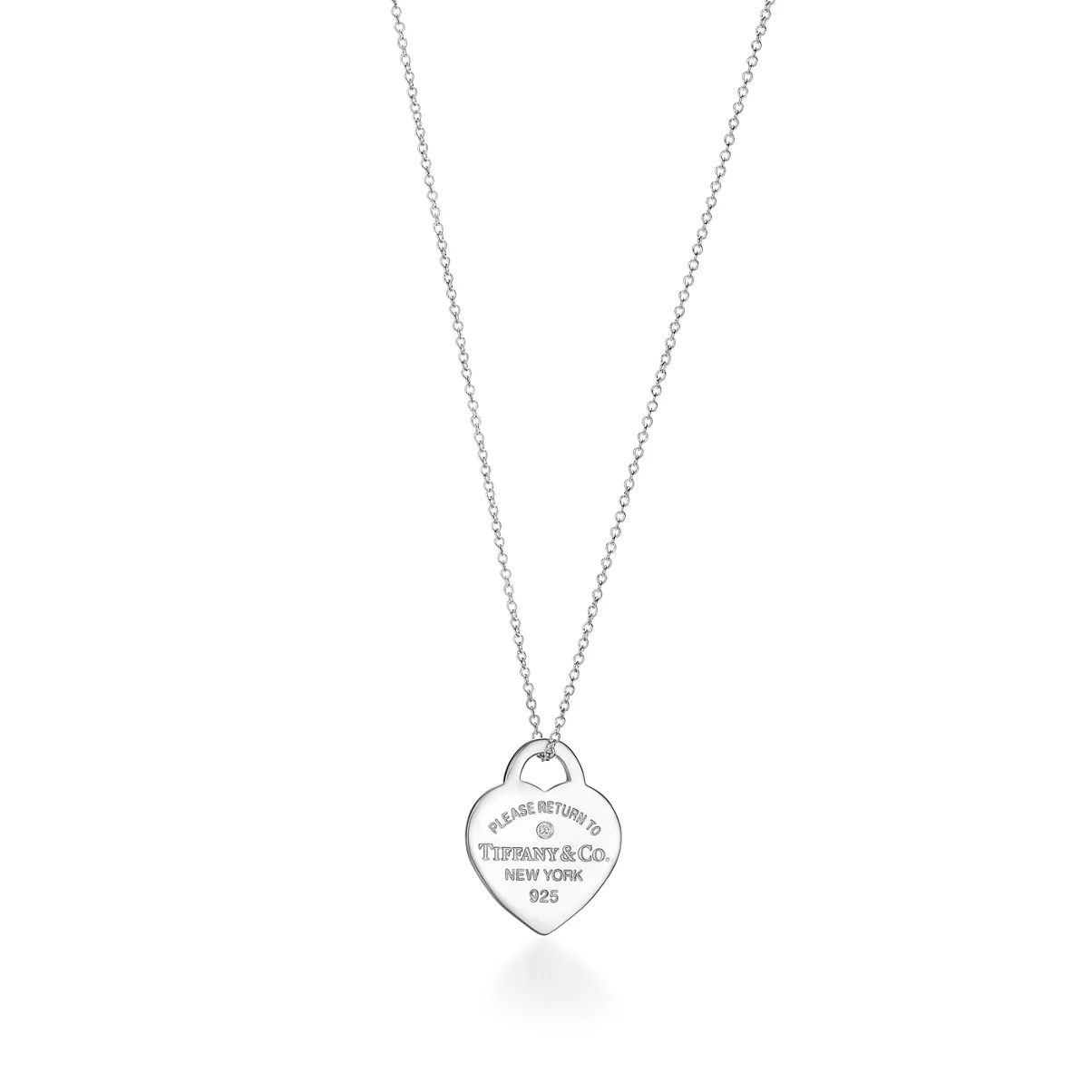 Pendente Heart Tag in argento con diamante, piccolo