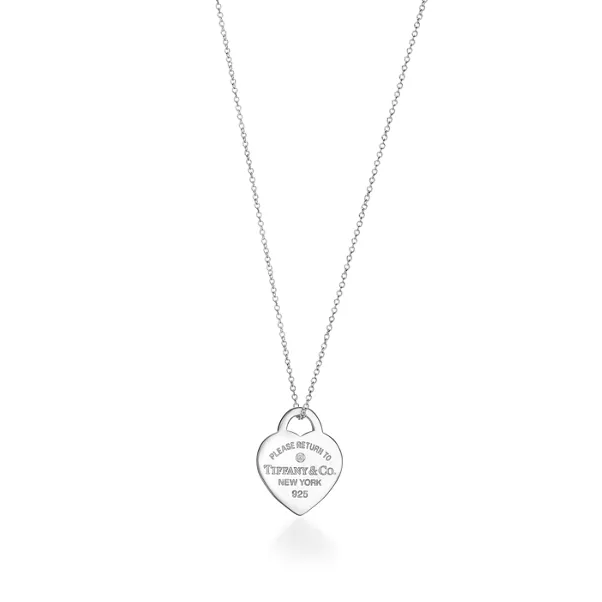 Herzanhänger in Sterlingsilber mit einem Diamanten, Small