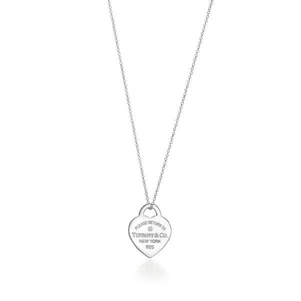 Return to Tiffany®:Heart Tag Pendant in Sterling Silver with a Diamond, Small