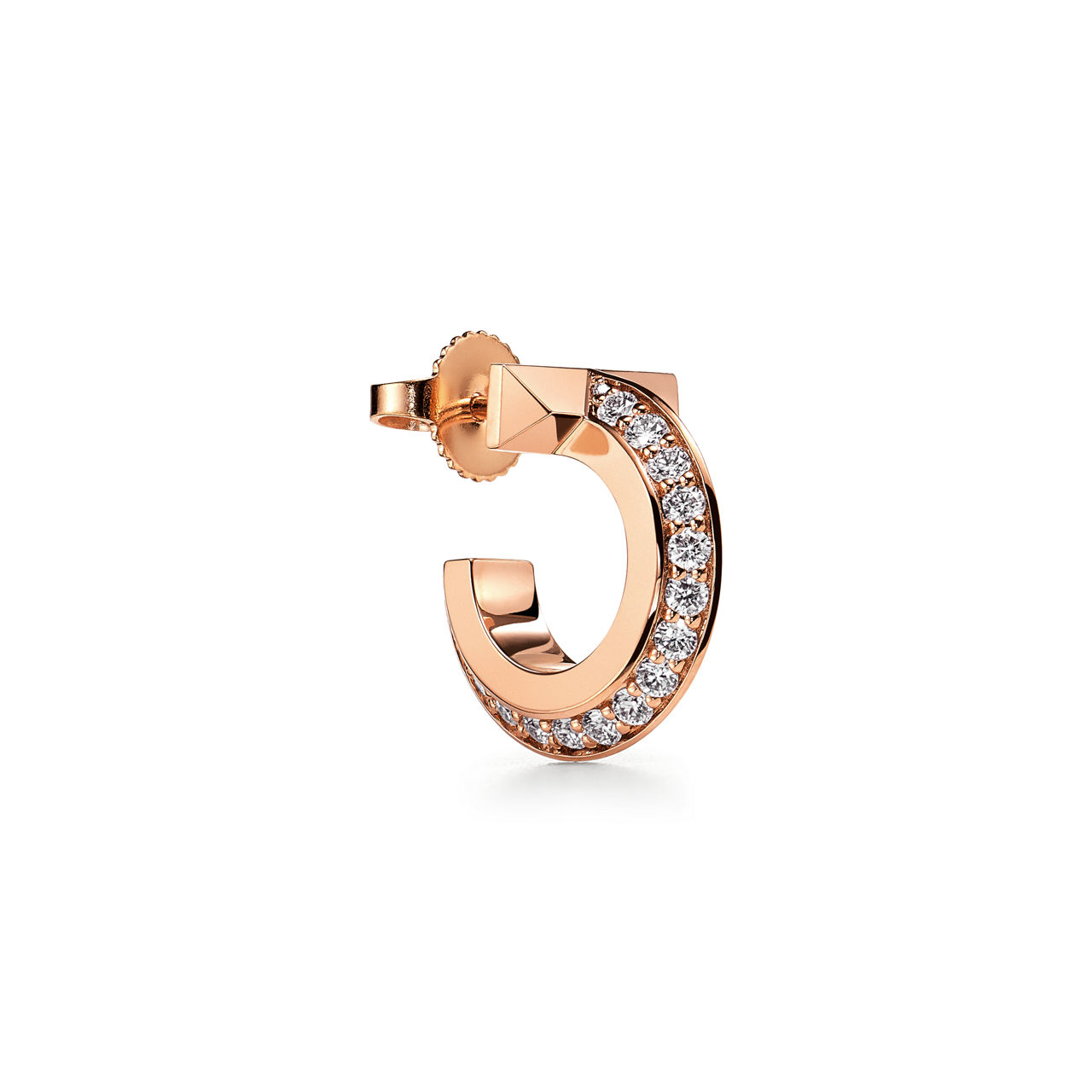 Tiffany T:T1 Hoop Earrings in Rose Gold with Diamonds image number 2