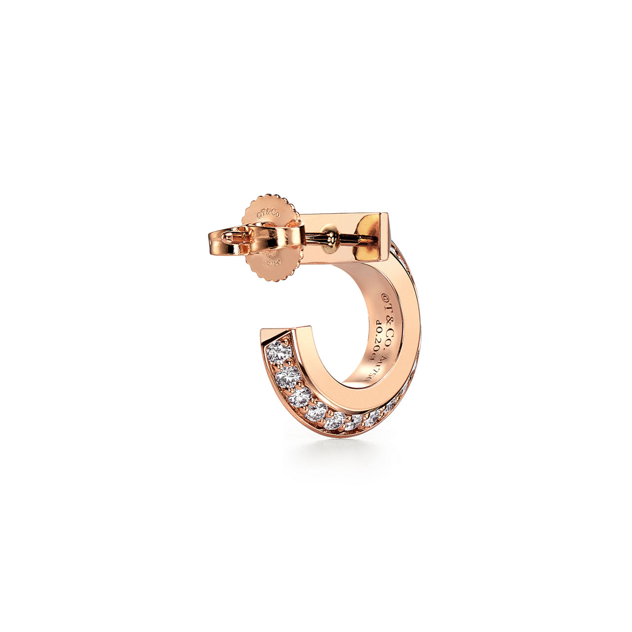 Tiffany T:T1 Hoop Earrings in Rose Gold with Diamonds image number 3