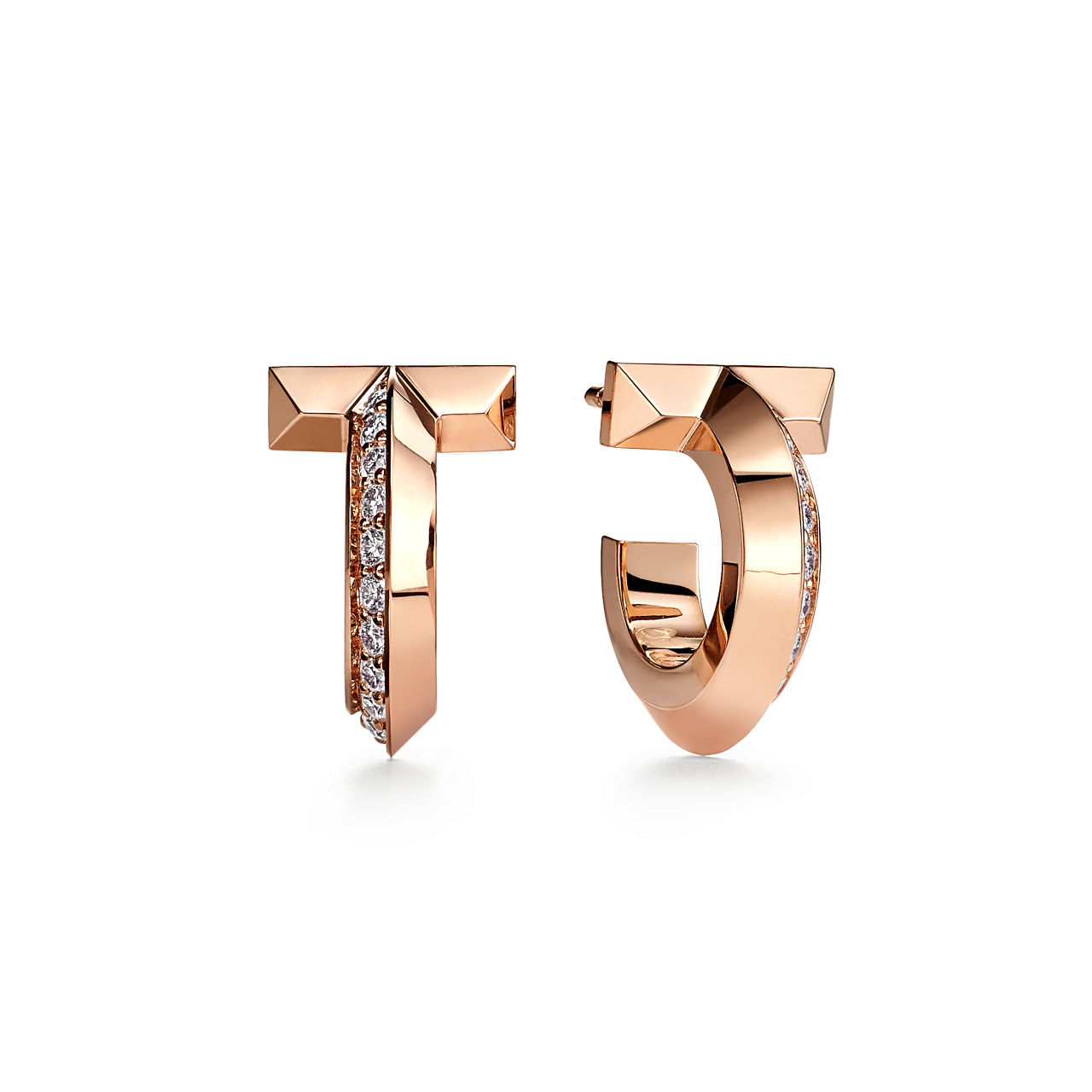 Tiffany T:T1 Hoop Earrings in Rose Gold with Diamonds image number 0