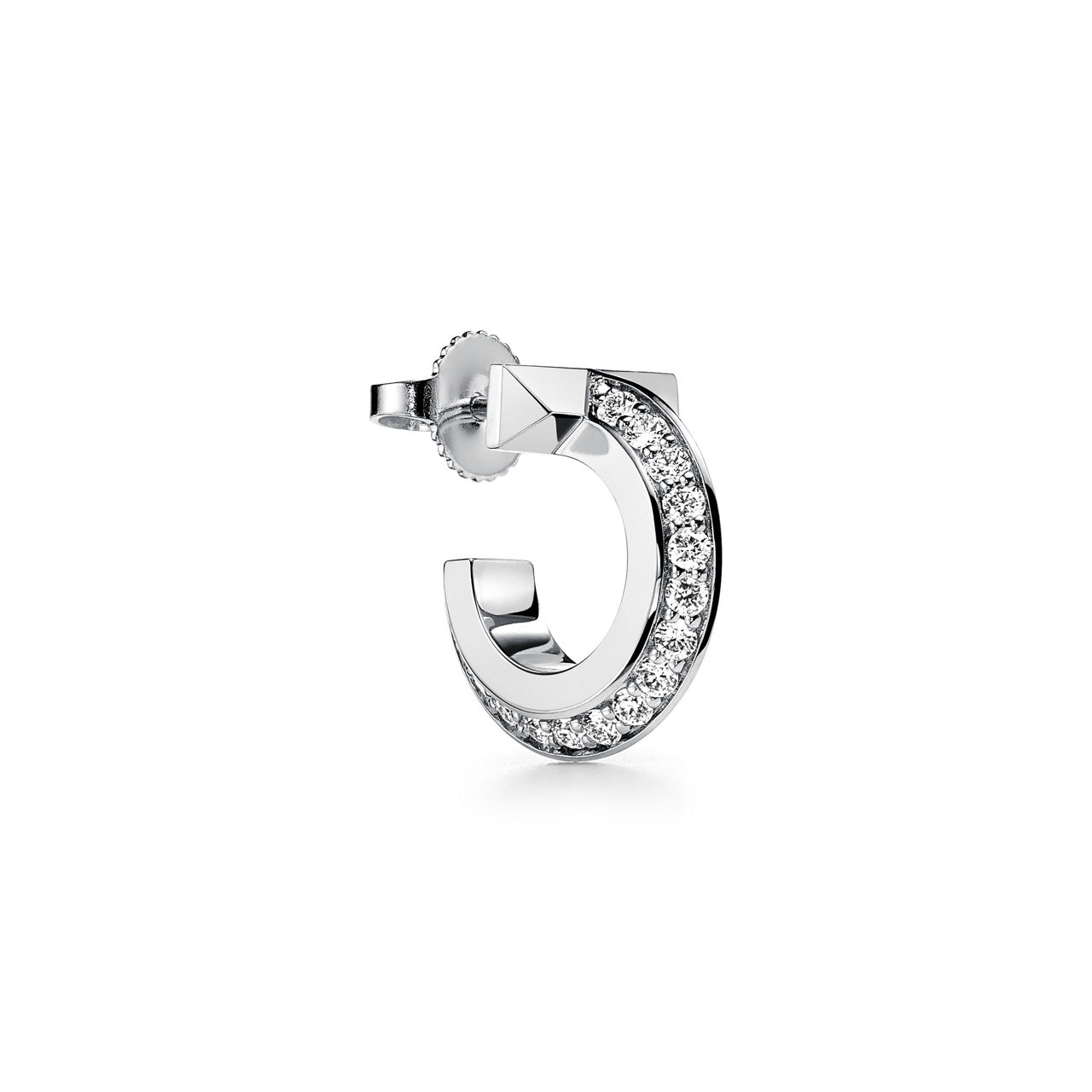 Tiffany T:T1 Hoop Earrings in White Gold with Diamonds image number 2