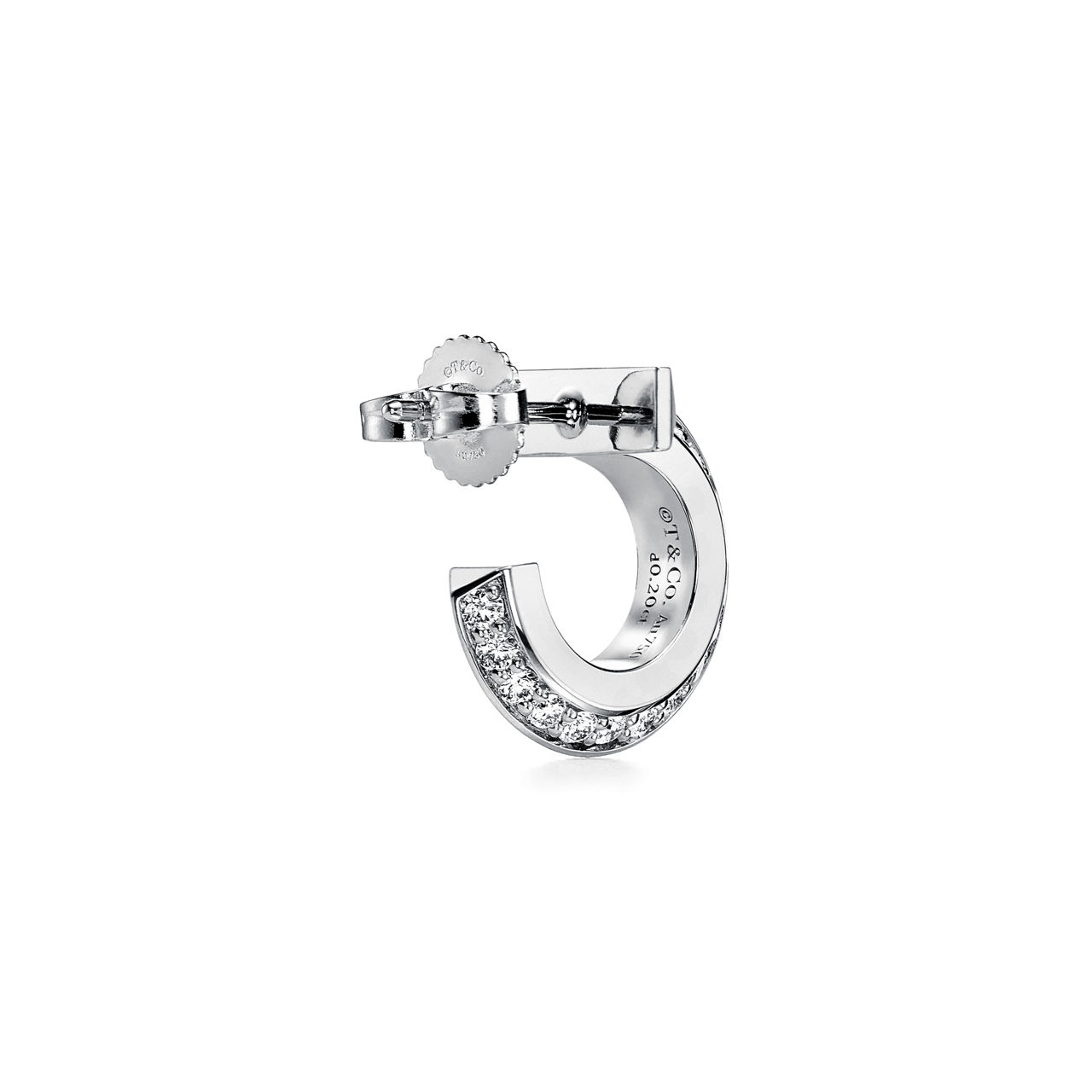 Tiffany T:T1 Hoop Earrings in White Gold with Diamonds image number 3