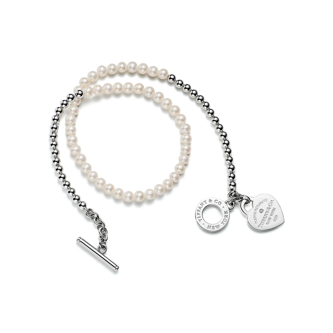 Return to Tiffany™:Wickel-Kugelarmband in Silber mit Perlen und einem Diamanten, Small Bildnummer 2