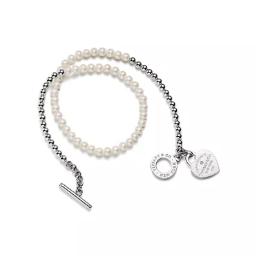 Return to Tiffany®:Wrap Bead Bracelet in Silver with Pearls and a Diamond, Small, 2