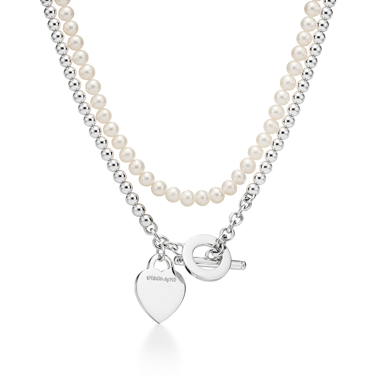 Return to Tiffany™:Wickelhalskette in Silber mit Perlen und einem Diamanten, Small Bildnummer 2