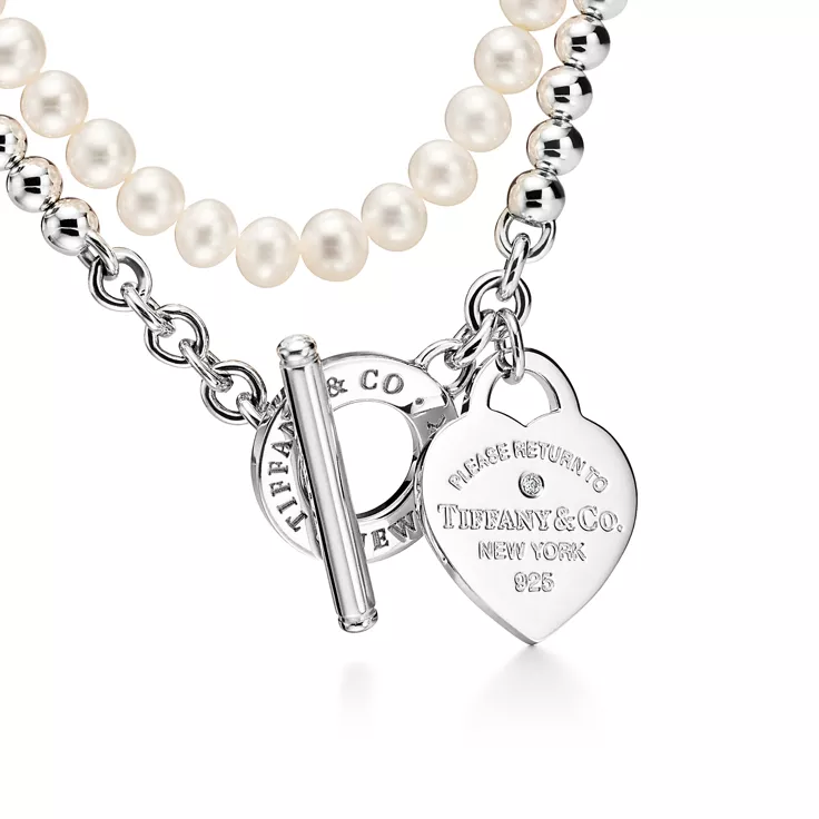 Return to Tiffany®:Wrap Necklace in Silver with Pearls and a Diamond, Small, 4