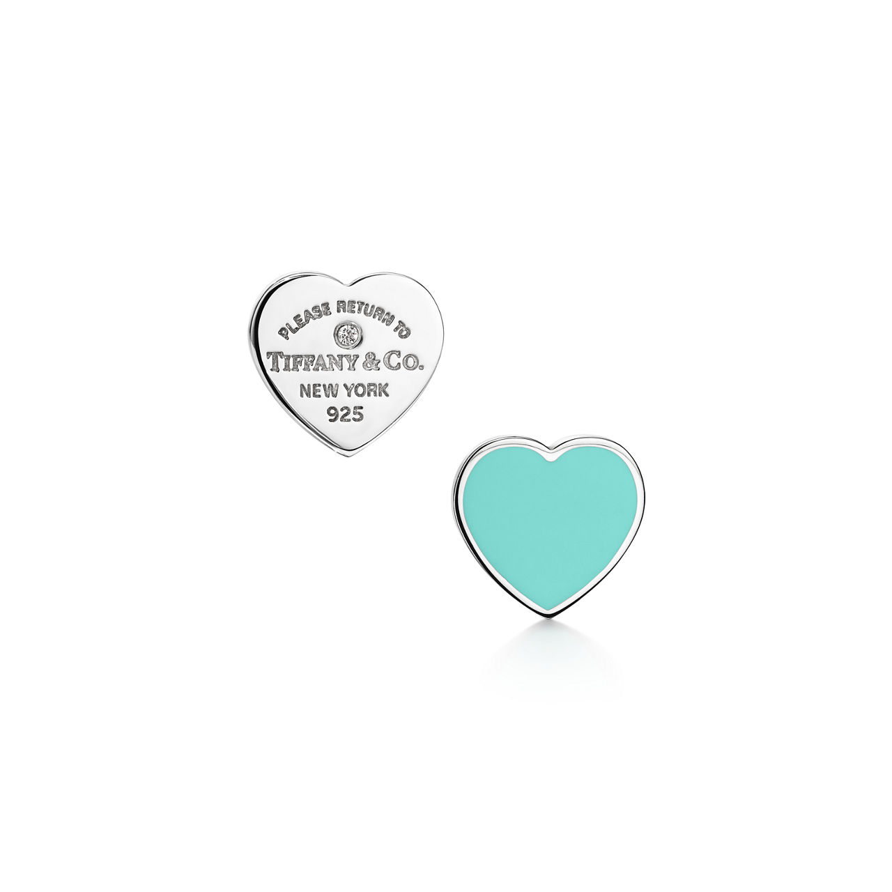 Ohrringe in Silber, Tiffany Blue® mit einem Diamanten, Mini