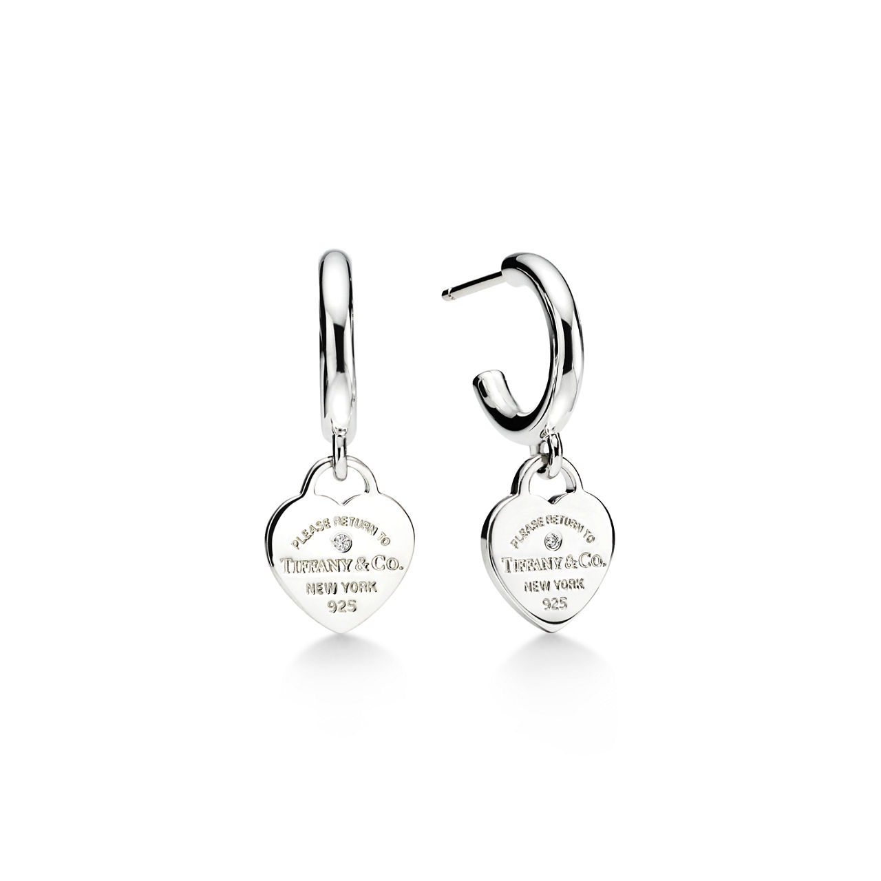 Return to Tiffany™:Boucles d’oreilles créoles en argent 925 millièmes et diamants. Mini numéro dimage {1}