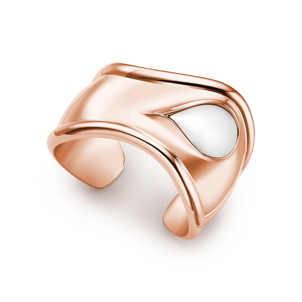 Elsa Peretti®:Small Bone Cuff in Rose Gold with White Jade image number 2