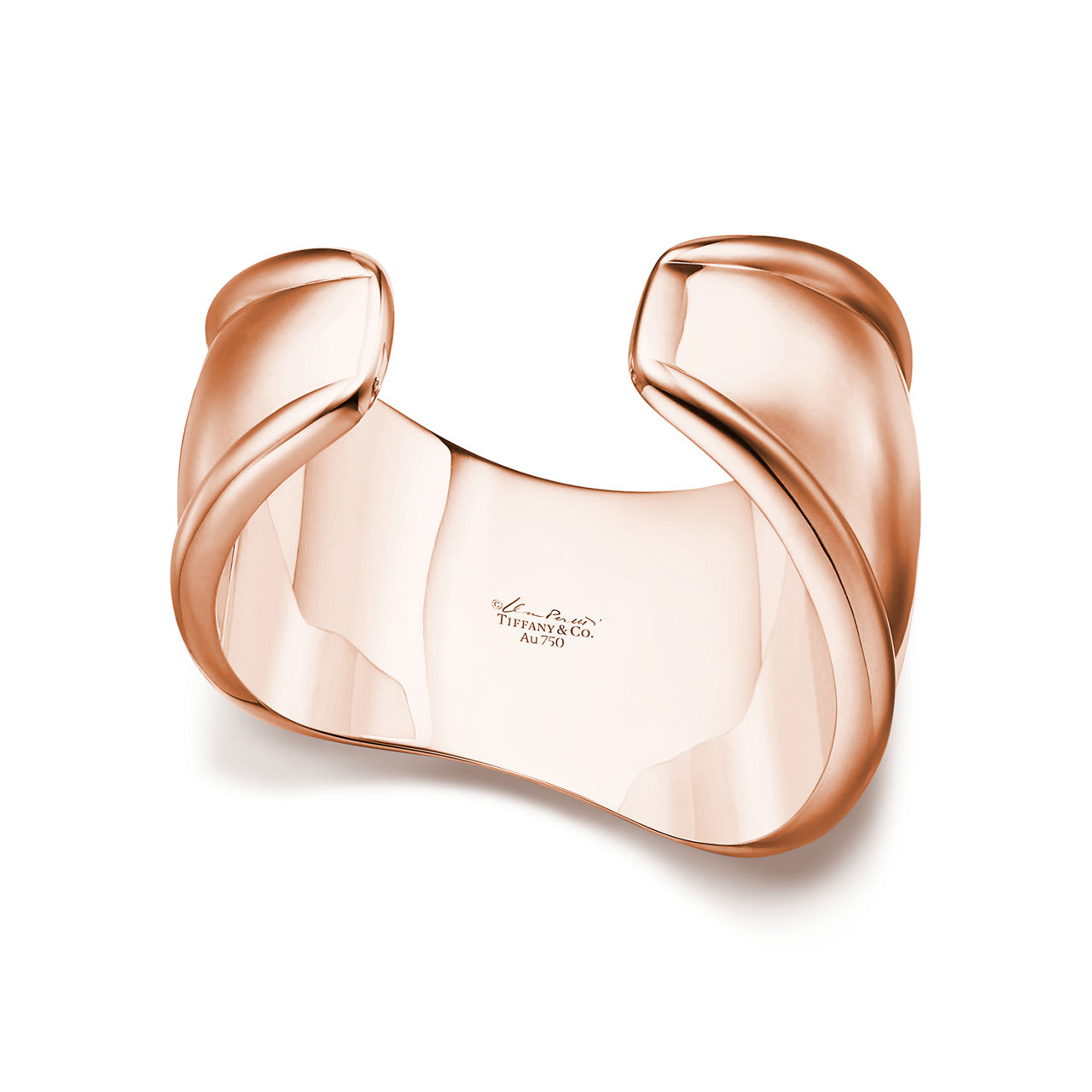 Elsa Peretti®:Small Bone Cuff in Rose Gold with White Jade image number 3